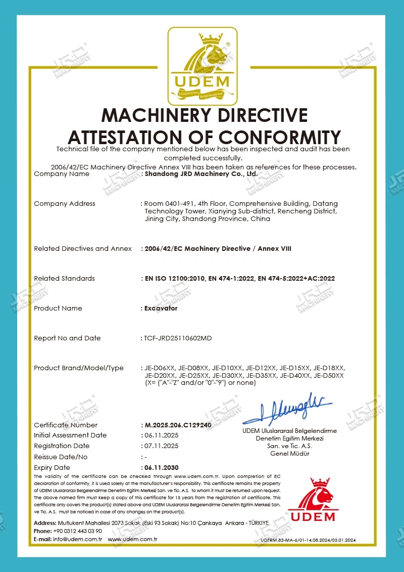 Excavator Diesel CE Certification Certificate C129240-MD