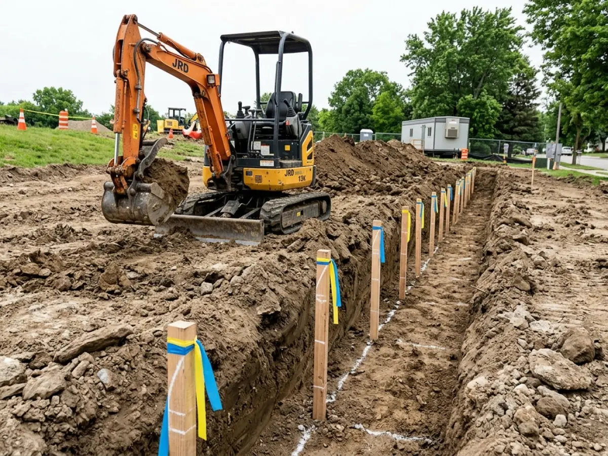 Mini Excavator for Utility Installation — Trenching, Depth, and Pipe Laying Technique