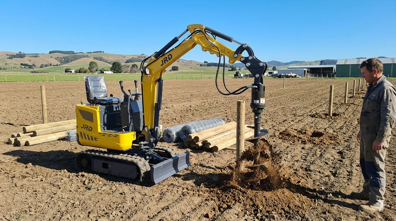 Mini Excavator with Auger — Post Hole Drilling for Farm Fencing Mini Excavator for Agriculture — Drainage, Pond Work, and Farm Infrastructure - detail image 2