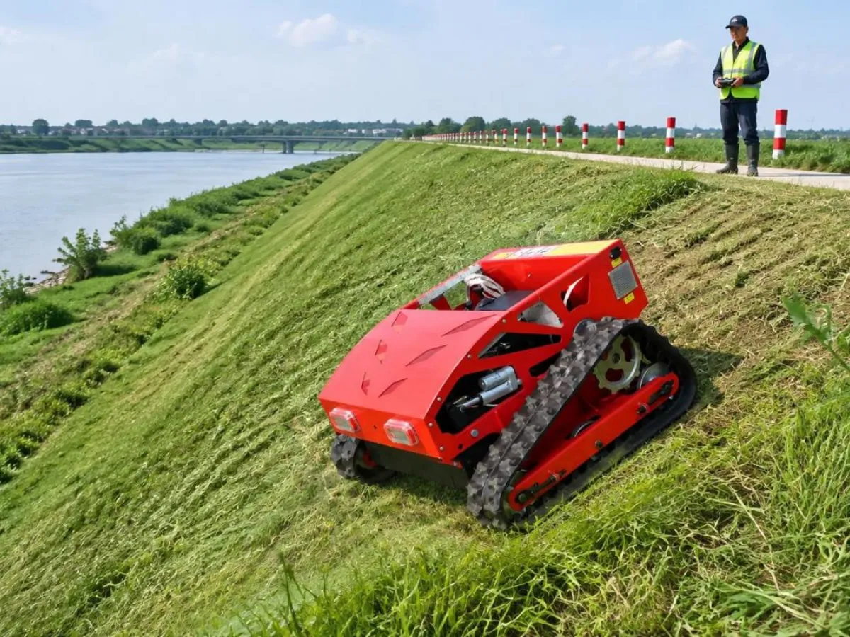 Flood Defence Embankment Vegetation Management with RC Mowers